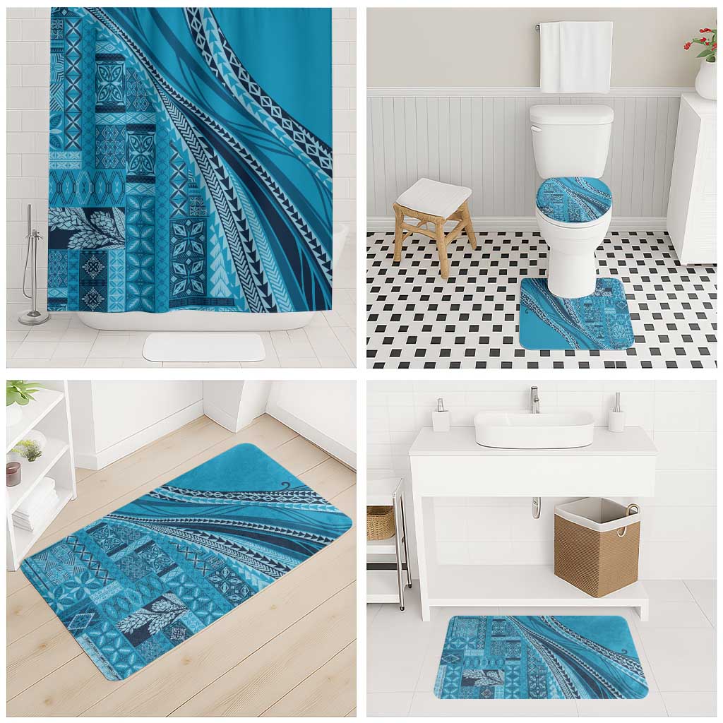 Pasifika Women's Day - Samoa Siapo Malu Tattoo Inspired Bathroom Set Turquoise LT7 - Polynesian Pride
