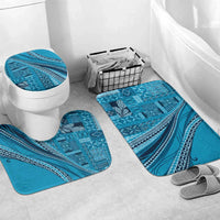 Pasifika Women's Day - Samoa Siapo Malu Tattoo Inspired Bathroom Set Turquoise LT7 Mat Set Only (3 pcs) One Size Turquoise - Polynesian Pride