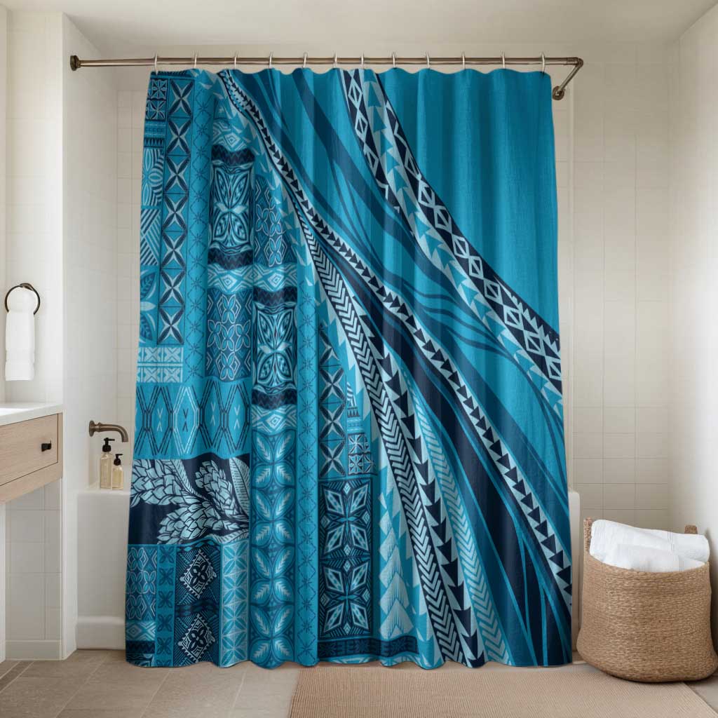Pasifika Women's Day - Samoa Siapo Malu Tattoo Inspired Bathroom Set Turquoise LT7 Shower Curtain Only Turquoise - Polynesian Pride