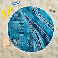 Pasifika Women's Day - Samoa Siapo Malu Tattoo Inspired Beach Blanket Turquoise LT7 One Size 150cm Turquoise - Polynesian Pride