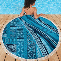 Pasifika Women's Day - Samoa Siapo Malu Tattoo Inspired Beach Blanket Turquoise LT7 - Polynesian Pride