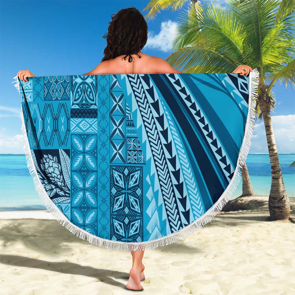Pasifika Women's Day - Samoa Siapo Malu Tattoo Inspired Beach Blanket Turquoise LT7 - Polynesian Pride