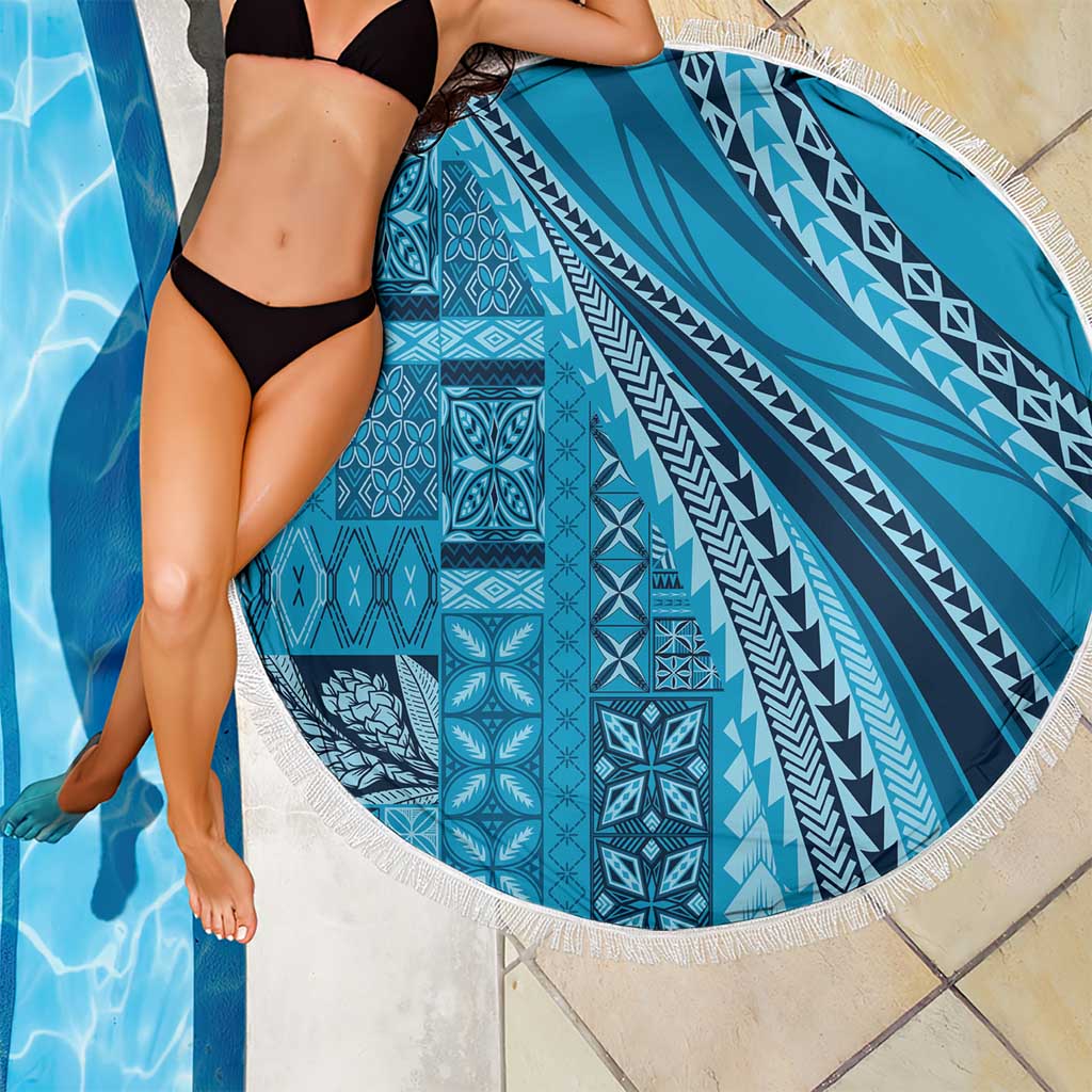 Pasifika Women's Day - Samoa Siapo Malu Tattoo Inspired Beach Blanket Turquoise LT7 - Polynesian Pride