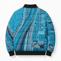 Pasifika Women's Day - Samoa Siapo Malu Tattoo Inspired Bomber Puffer Jacket Turquoise LT7 - Polynesian Pride
