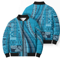 Pasifika Women's Day - Samoa Siapo Malu Tattoo Inspired Bomber Puffer Jacket Turquoise LT7 - Polynesian Pride