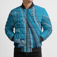 Pasifika Women's Day - Samoa Siapo Malu Tattoo Inspired Bomber Puffer Jacket Turquoise LT7 - Polynesian Pride