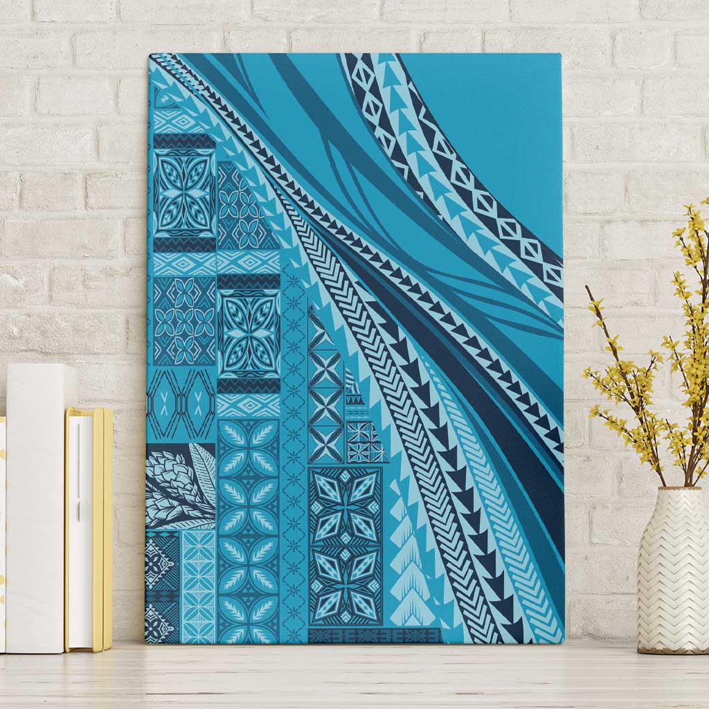 Pasifika Women's Day - Samoa Siapo Malu Tattoo Inspired Canvas Wall Art Turquoise LT7 Without Frame Turquoise - Polynesian Pride