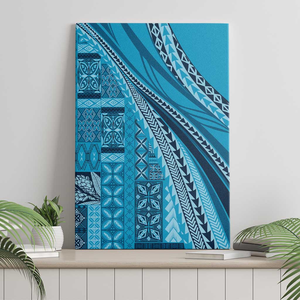 Pasifika Women's Day - Samoa Siapo Malu Tattoo Inspired Canvas Wall Art Turquoise LT7 - Polynesian Pride