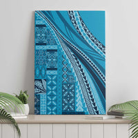 Pasifika Women's Day - Samoa Siapo Malu Tattoo Inspired Canvas Wall Art Turquoise LT7 - Polynesian Pride