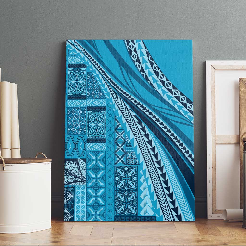 Pasifika Women's Day - Samoa Siapo Malu Tattoo Inspired Canvas Wall Art Turquoise LT7 - Polynesian Pride