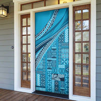 Pasifika Women's Day - Samoa Siapo Malu Tattoo Inspired Door Cover Turquoise LT7 - Polynesian Pride