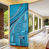 Pasifika Women's Day - Samoa Siapo Malu Tattoo Inspired Door Cover Turquoise LT7 - Polynesian Pride