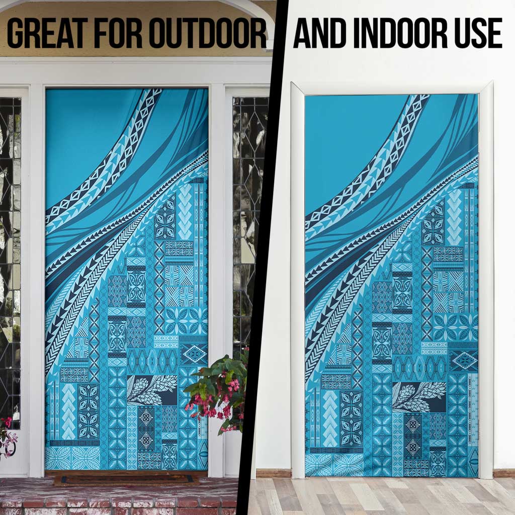 Pasifika Women's Day - Samoa Siapo Malu Tattoo Inspired Door Cover Turquoise LT7 - Polynesian Pride