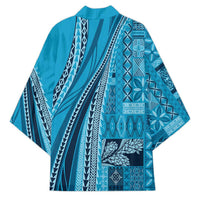 Pasifika Women's Day - Samoa Siapo Malu Tattoo Inspired Kimono Turquoise LT7 - Polynesian Pride