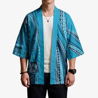Pasifika Women's Day - Samoa Siapo Malu Tattoo Inspired Kimono Turquoise LT7 - Polynesian Pride