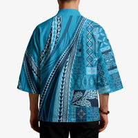 Pasifika Women's Day - Samoa Siapo Malu Tattoo Inspired Kimono Turquoise LT7 - Polynesian Pride