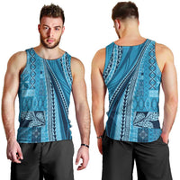 Pasifika Women's Day - Samoa Siapo Malu Tattoo Inspired Men Tank Top Turquoise LT7 - Polynesian Pride