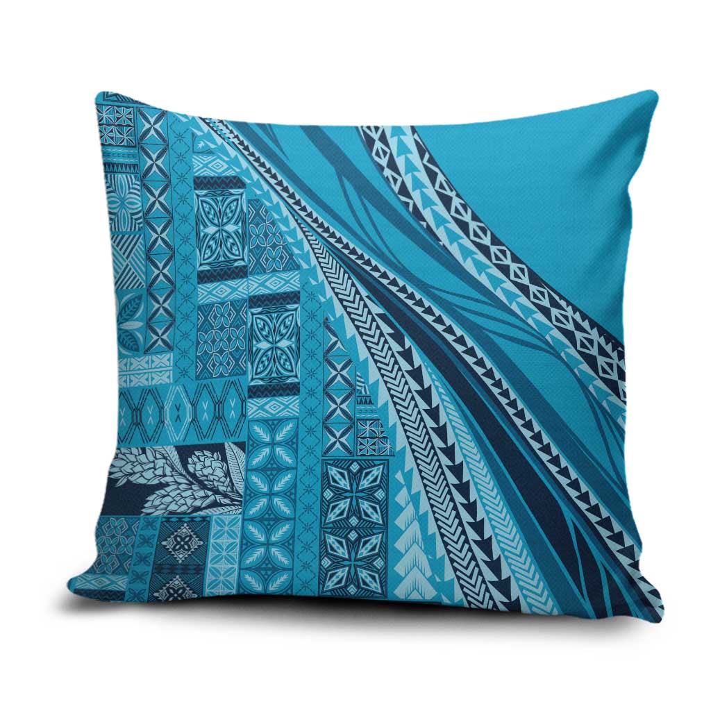 Pasifika Women's Day - Samoa Siapo Malu Tattoo Inspired Pillow Cover Turquoise LT7 Turquoise - Polynesian Pride