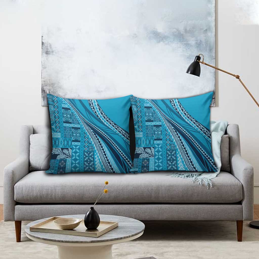 Pasifika Women's Day - Samoa Siapo Malu Tattoo Inspired Pillow Cover Turquoise LT7 - Polynesian Pride