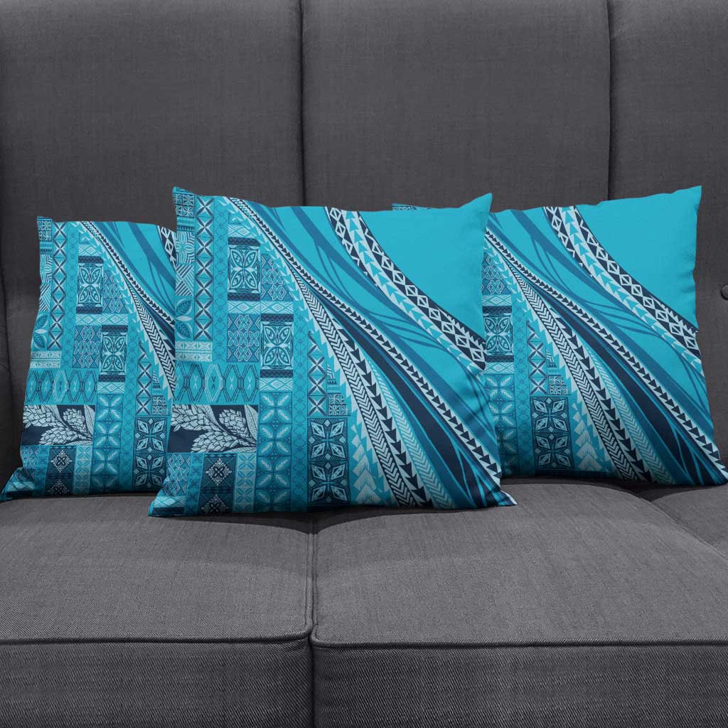 Pasifika Women's Day - Samoa Siapo Malu Tattoo Inspired Pillow Cover Turquoise LT7 - Polynesian Pride