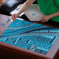 Pasifika Women's Day - Samoa Siapo Malu Tattoo Inspired Puzzle Turquoise LT7 - Polynesian Pride