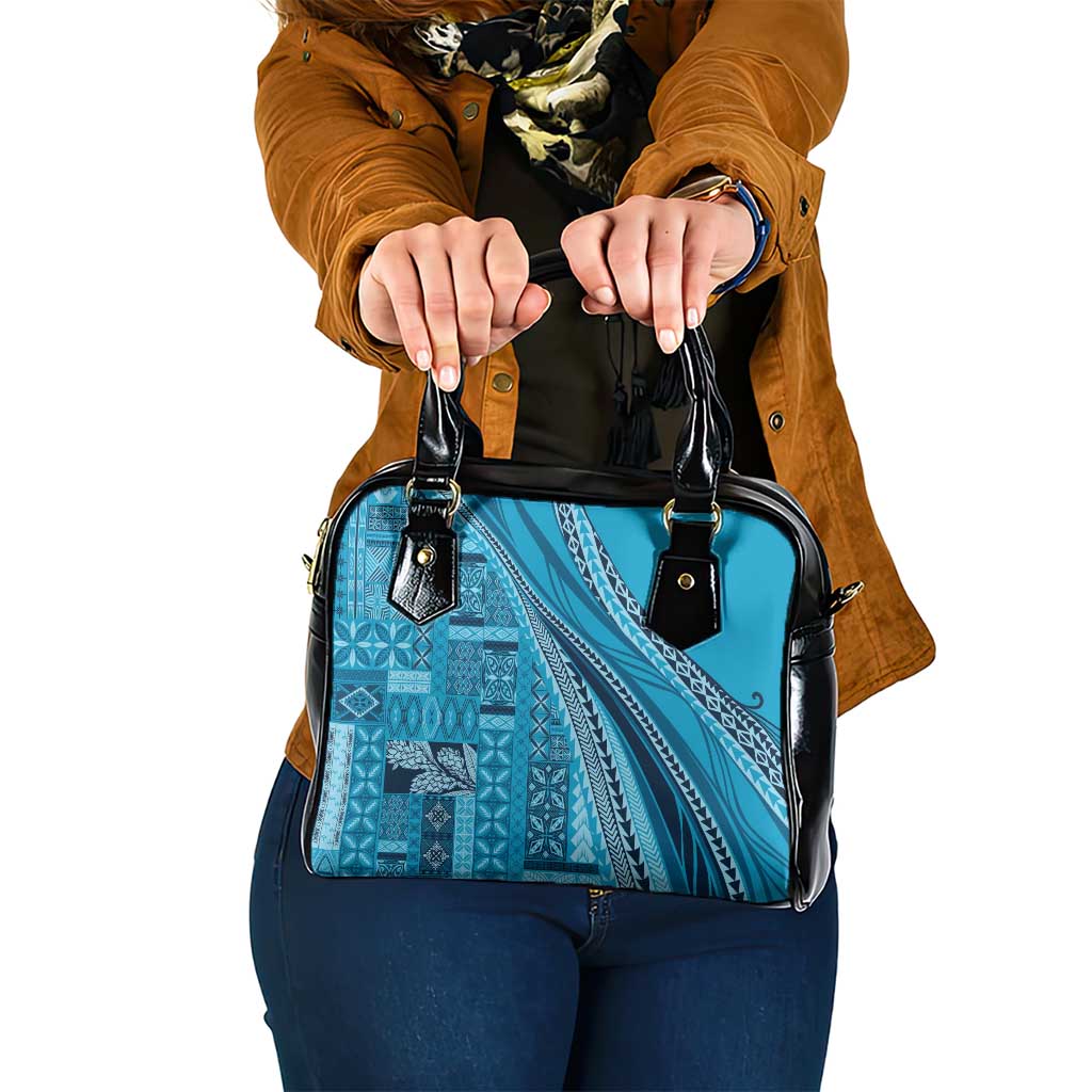 Pasifika Women's Day - Samoa Siapo Malu Tattoo Inspired Shoulder Handbag Turquoise LT7 One Size Turquoise - Polynesian Pride