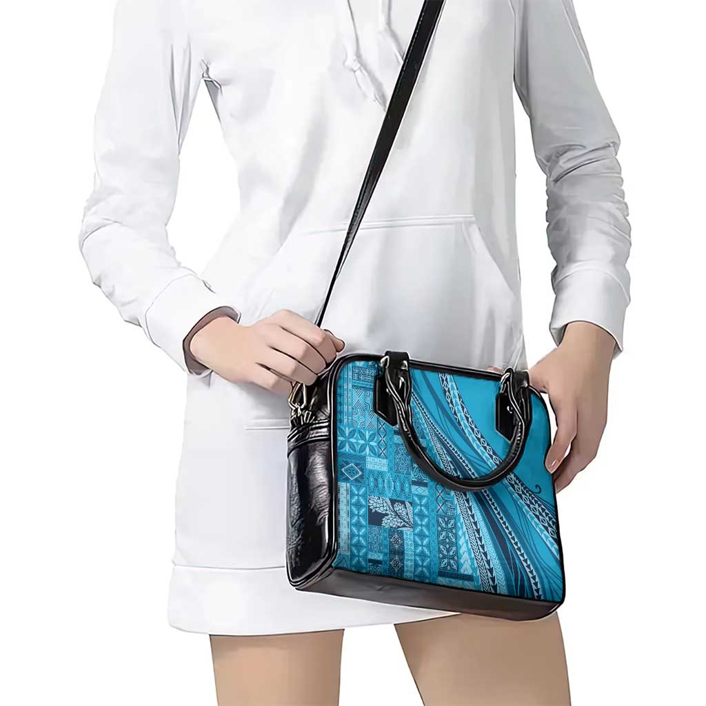 Pasifika Women's Day - Samoa Siapo Malu Tattoo Inspired Shoulder Handbag Turquoise LT7 - Polynesian Pride