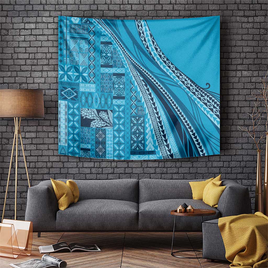 Pasifika Women's Day - Samoa Siapo Malu Tattoo Inspired Tapestry Turquoise LT7 Turquoise - Polynesian Pride