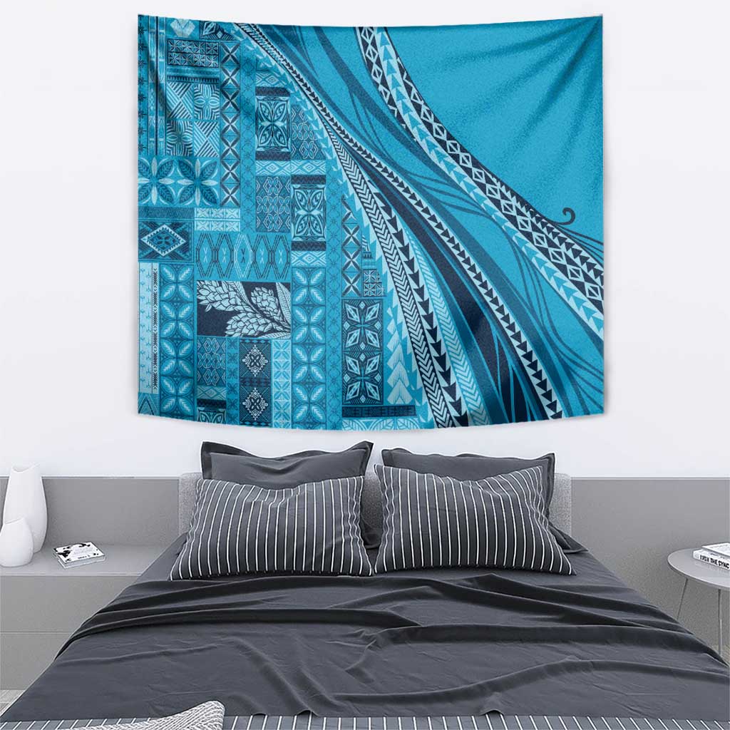 Pasifika Women's Day - Samoa Siapo Malu Tattoo Inspired Tapestry Turquoise LT7 - Polynesian Pride