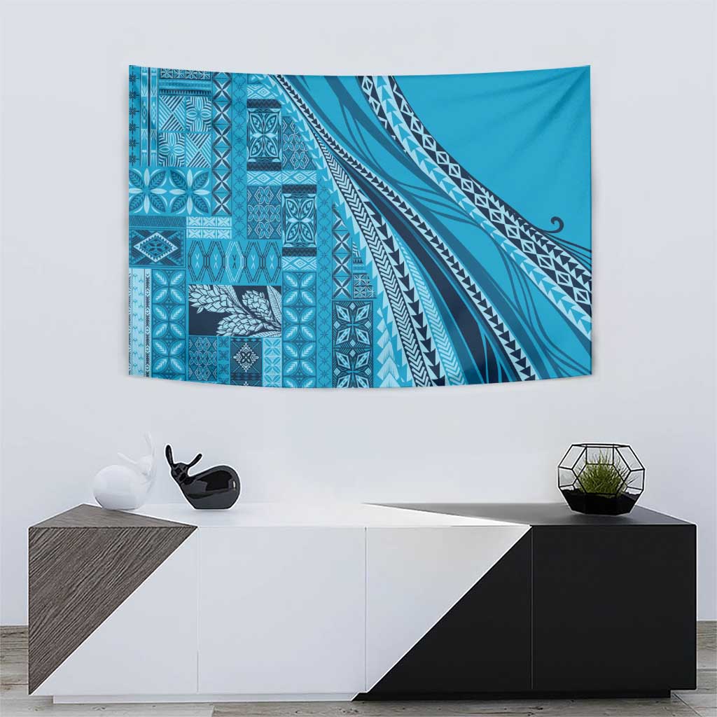 Pasifika Women's Day - Samoa Siapo Malu Tattoo Inspired Tapestry Turquoise LT7 - Polynesian Pride
