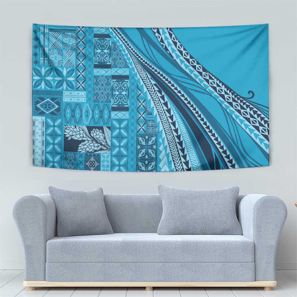 Pasifika Women's Day - Samoa Siapo Malu Tattoo Inspired Tapestry Turquoise LT7 - Polynesian Pride