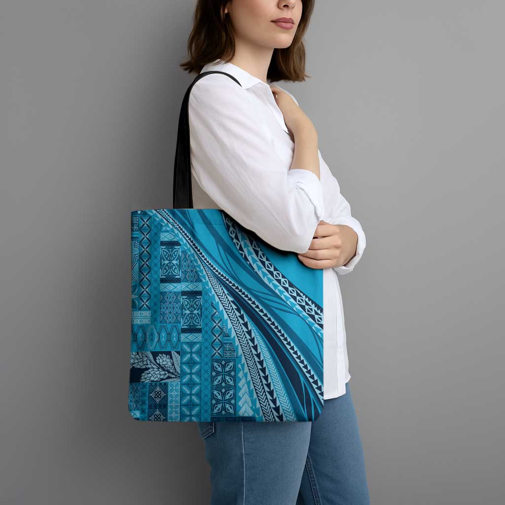Pasifika Women's Day - Samoa Siapo Malu Tattoo Inspired Tote Bag Turquoise LT7 - Polynesian Pride
