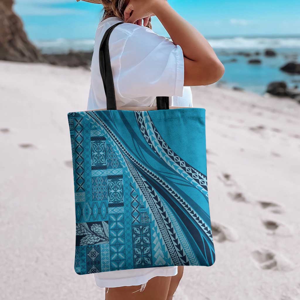 Pasifika Women's Day - Samoa Siapo Malu Tattoo Inspired Tote Bag Turquoise LT7 - Polynesian Pride