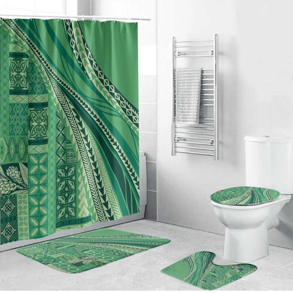 Pasifika Women's Day - Samoa Siapo Malu Tattoo Inspired Bathroom Set Jade LT7 Bathroom Set (4 pcs) Jade - Polynesian Pride