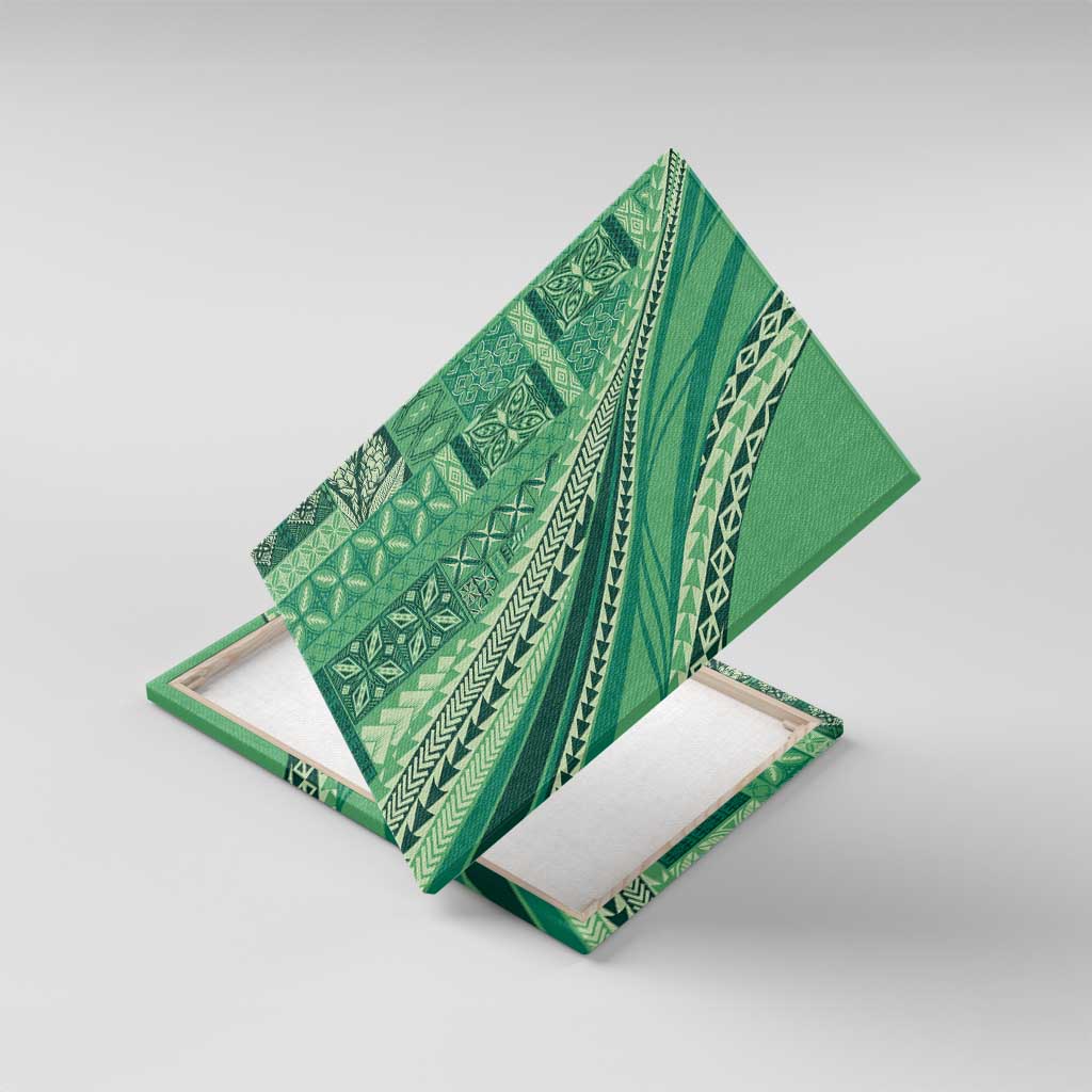 Pasifika Women's Day - Samoa Siapo Malu Tattoo Inspired Canvas Wall Art Jade LT7 With Frame Jade - Polynesian Pride