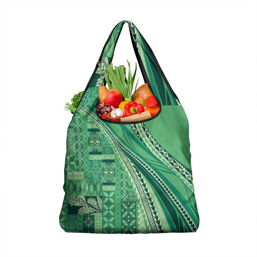 Pasifika Women's Day - Samoa Siapo Malu Tattoo Inspired Grocery Bag Jade LT7 1-pack One Size Jade - Polynesian Pride