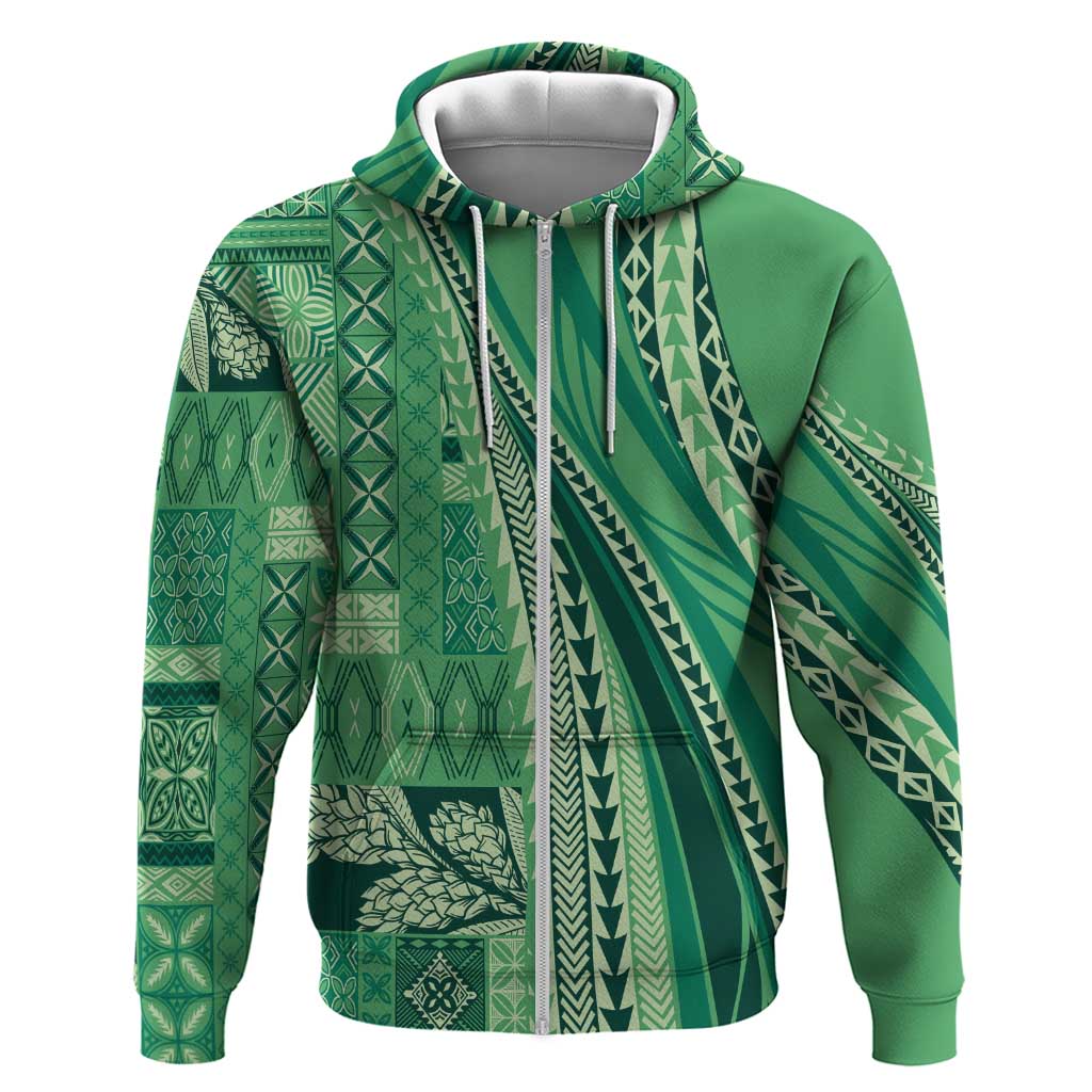 Pasifika Women's Day - Samoa Siapo Malu Tattoo Inspired Hoodie Jade LT7 Zip Hoodie Jade - Polynesian Pride