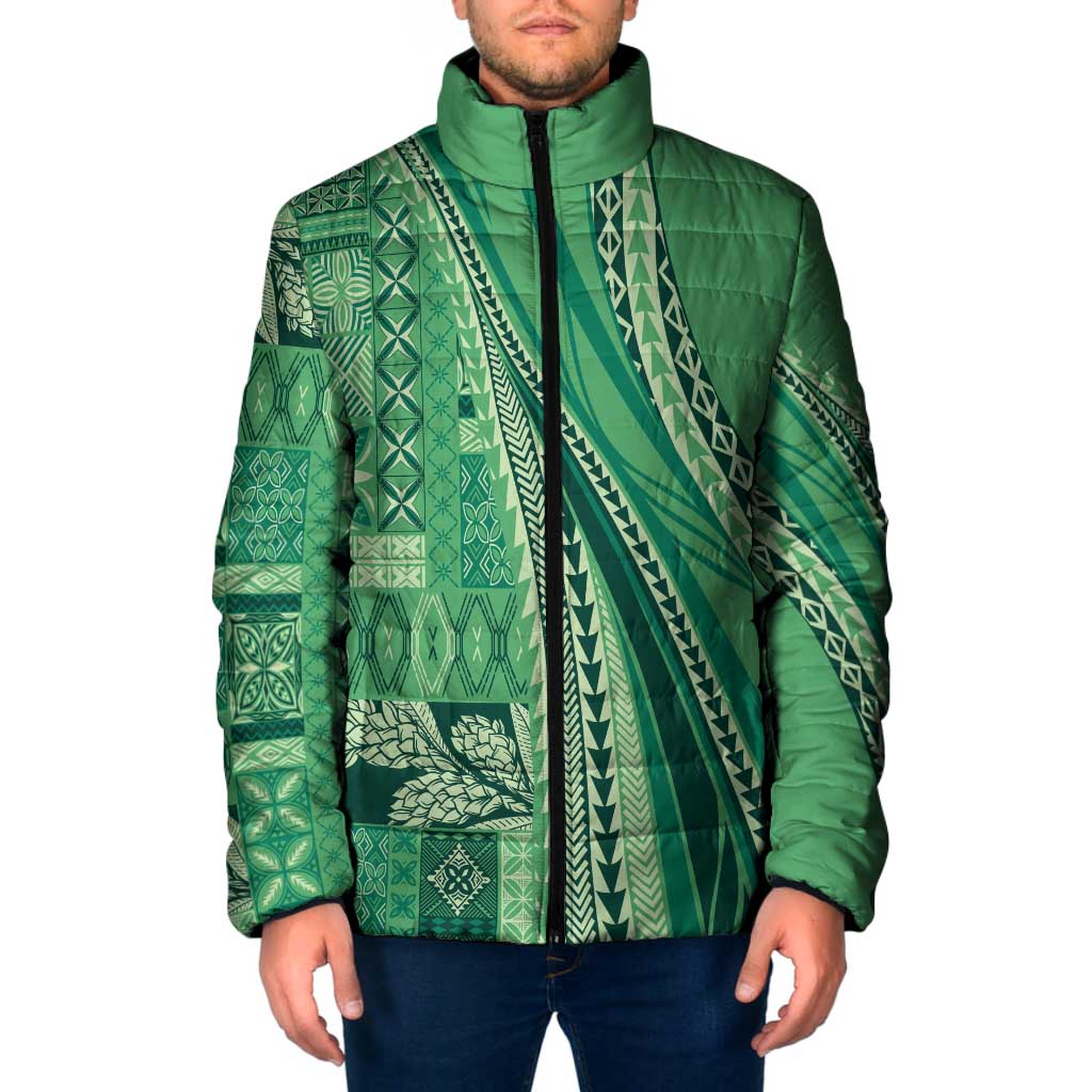 Pasifika Women's Day - Samoa Siapo Malu Tattoo Inspired Padded Jacket Jade LT7 Men Jade - Polynesian Pride