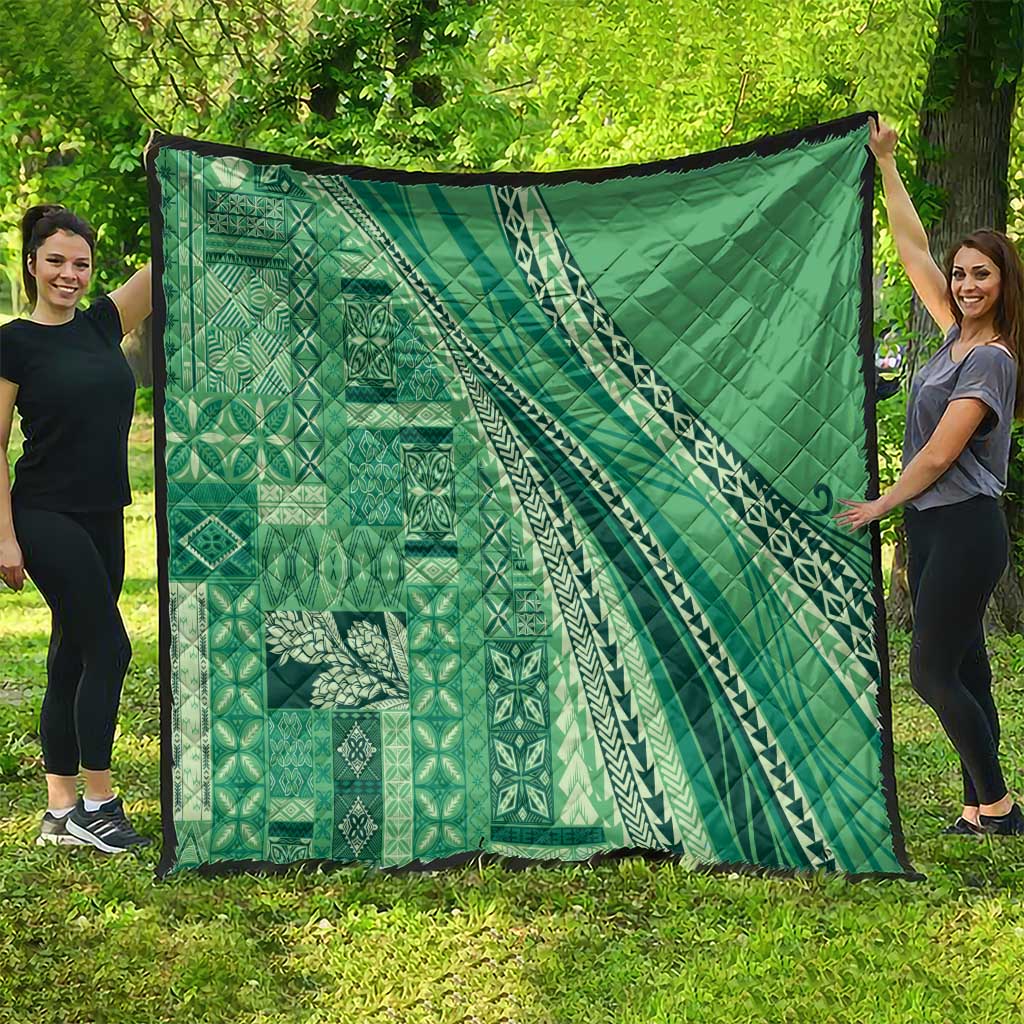 Pasifika Women's Day - Samoa Siapo Malu Tattoo Inspired Quilt Jade LT7 - Polynesian Pride