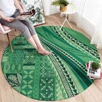 Pasifika Women's Day - Samoa Siapo Malu Tattoo Inspired Round Carpet Jade LT7 - Polynesian Pride