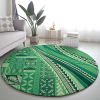 Pasifika Women's Day - Samoa Siapo Malu Tattoo Inspired Round Carpet Jade LT7 - Polynesian Pride