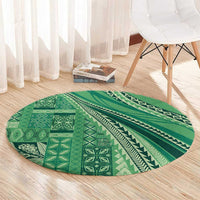 Pasifika Women's Day - Samoa Siapo Malu Tattoo Inspired Round Carpet Jade LT7 - Polynesian Pride