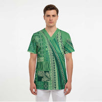 Pasifika Women's Day - Samoa Siapo Malu Tattoo Inspired Scrub Top Jade LT7 - Polynesian Pride