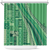 Pasifika Women's Day - Samoa Siapo Malu Tattoo Inspired Shower Curtain Jade LT7 Jade - Polynesian Pride