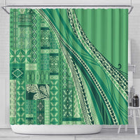 Pasifika Women's Day - Samoa Siapo Malu Tattoo Inspired Shower Curtain Jade LT7 - Polynesian Pride