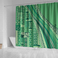 Pasifika Women's Day - Samoa Siapo Malu Tattoo Inspired Shower Curtain Jade LT7 - Polynesian Pride