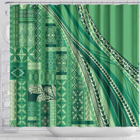 Pasifika Women's Day - Samoa Siapo Malu Tattoo Inspired Shower Curtain Jade LT7 - Polynesian Pride