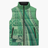Pasifika Women's Day - Samoa Siapo Malu Tattoo Inspired Sleeveless Puffer Jacket Jade LT7 Unisex Jade - Polynesian Pride