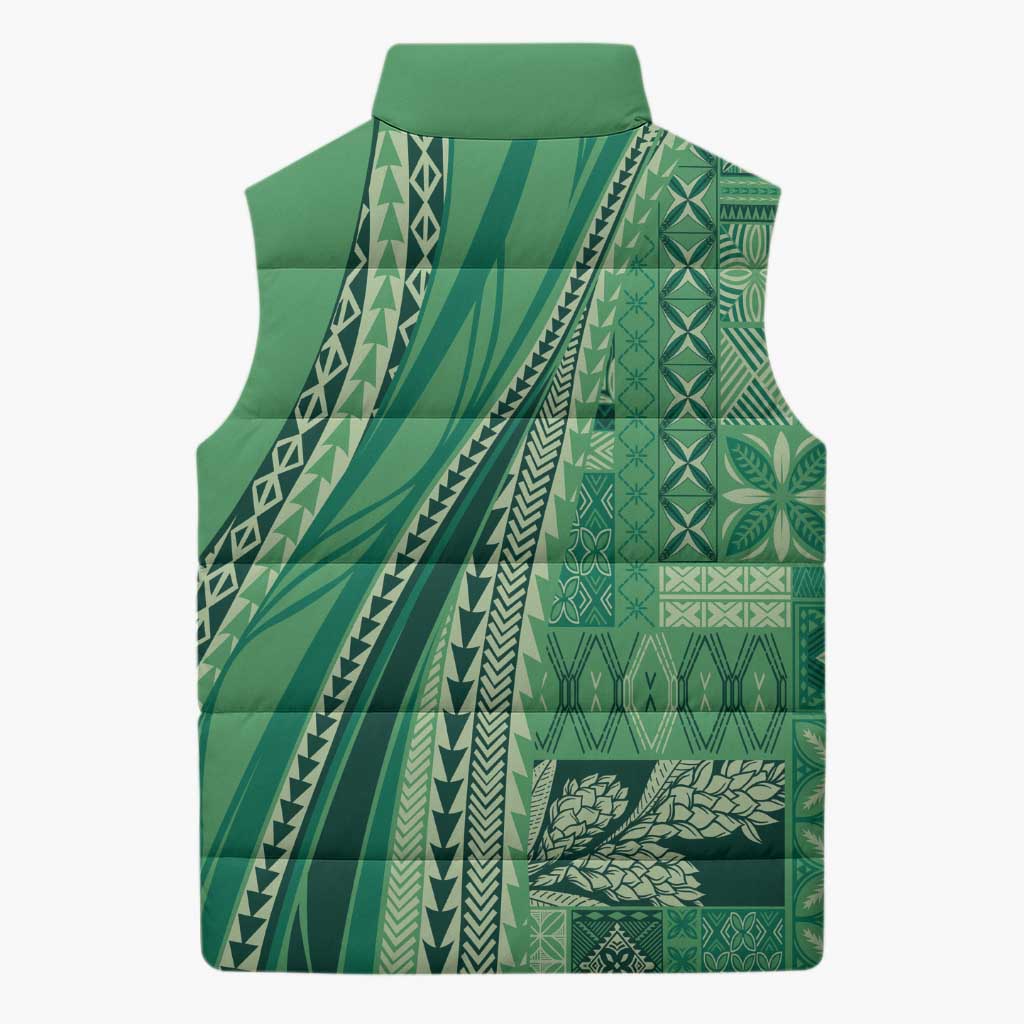 Pasifika Women's Day - Samoa Siapo Malu Tattoo Inspired Sleeveless Puffer Jacket Jade LT7 - Polynesian Pride