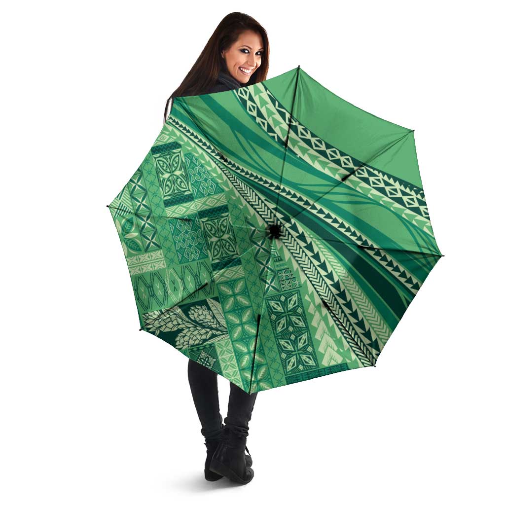 Pasifika Women's Day - Samoa Siapo Malu Tattoo Inspired Umbrella Jade LT7 - Polynesian Pride